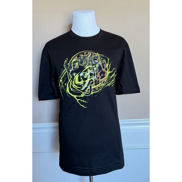 Versace Compact Cotton Jersey T-Shirt Black XL 1013302 Made in Italy NWT $695